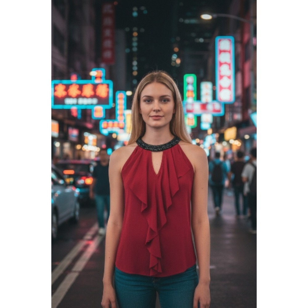NWOT Maurices Beaded Sleeveless‎ Blouse Maroon Cocktail Women's S